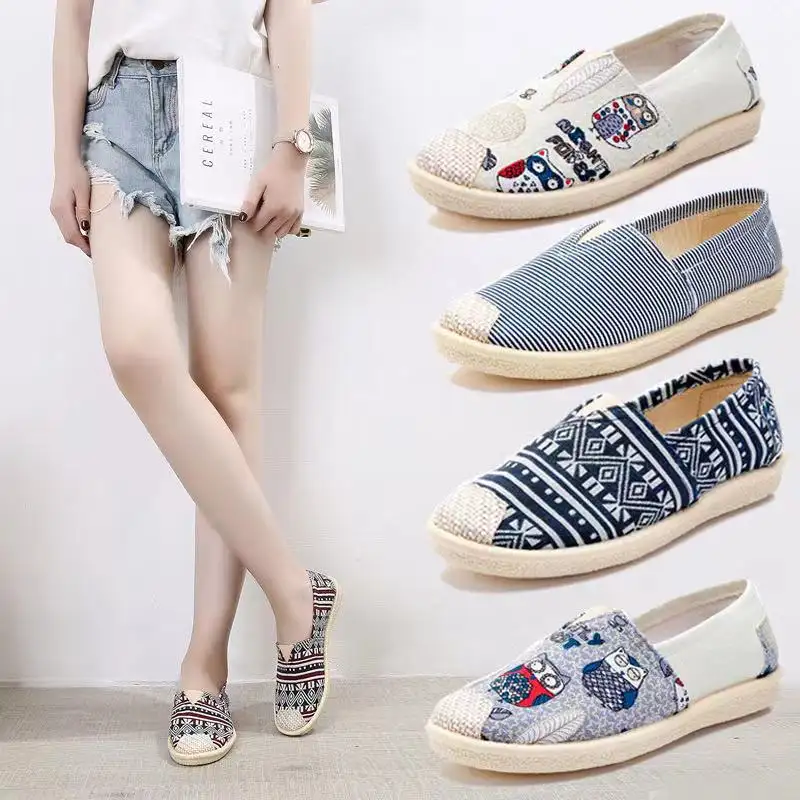 Spring Autumn Canvas Casual Lazy Low Top Flat Shoes for Women and Ladies