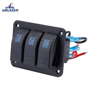 Interrupteur à bascule étanche à <span class=keywords><strong>3</strong></span> gangs LED, disjoncteur de panneau 12V, bateau, voiture, Auto, bateau, Marine - Product Image 6