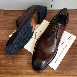 Chaussures de bureau formelles pour hommes en cuir coloré italien fait main, à bout pointu, en cuir véritable, imperméables - Product Image 1