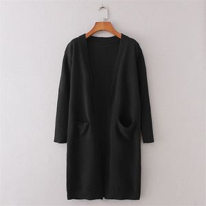 K1377 Casual Women's Anti-Wrinkle <b>Thick</b> Knit <b>Long</b> <b>Cardigan</b> Sweater with Pocket - Product Image 4