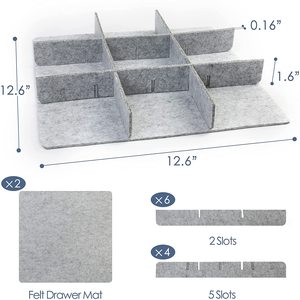 Divisores <span class=keywords><strong>de</strong></span> cajón <span class=keywords><strong>de</strong></span> fieltro ajustables, <span class=keywords><strong>separador</strong></span> <span class=keywords><strong>de</strong></span> cajón <span class=keywords><strong>de</strong></span> rejilla para calcetines, cinturón, lazos, joyería, maquillaje, suministros <span class=keywords><strong>de</strong></span> oficina, 2 juegos - Product Image 4