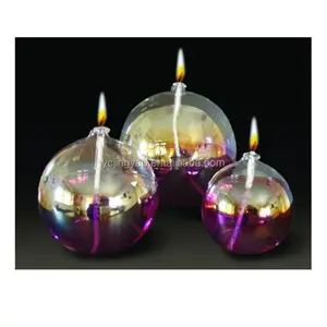 Handgeblazen Decoratieve Iriserende Globe Glas Bal Olie Lamp Kaars