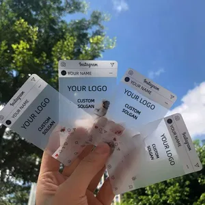 Personalizado impreso Instagram esmerilado impermeable diseño único Pvc transparente nombre plástico tarjeta de visita personalizada