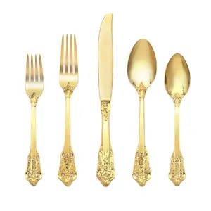 الجملة الأوروبية نمط الفولاذ مجموعة أدوات المائدة الذهبي شوكة/سكين/ملعقة أطباق الزفاف مجموعة أدوات المائدة