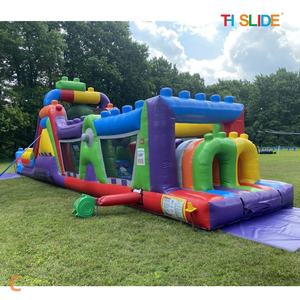 15x3m percorsi gonfiabili a ostacoli colorati di squadra di lavoro Sport giochi, commerciale buttafuori scivoli d'acqua con piscina e ostacoli giocattoli - Product Image 3