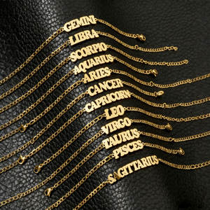 Bracelet et Jonc de Luxe Personnalisé en Acier Inoxydable 316L Plaqué Or PVD 14k 18k pour Femme, Bracelet Zodiaque Tendance pour Femme - Product Image 1