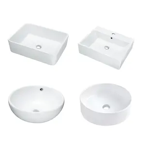 Wholesale Rectangular Ceram Watermark Hand Art Bathroom Sink Ceramic Basin White Wash Basin