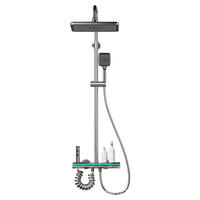Vente directe usine Ensemble de douche thermostatique à affichage numérique, finition laiton brossé gris canon, avec éclairage d'ambiance piano