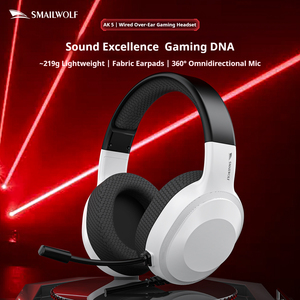 Casque de jeu filaire Smailwolf AK5 avec haut-parleurs de 50 mm, lumière LED 3,5 mm, micro à réduction de bruit pour PC, PS5, Xbox <span class=keywords><strong>Gamer</strong></span> - Product Image 1