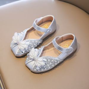 Zapatos de princesa para niños, zapatos de boda para fiesta con purpurina para niñas, zapatos planos de Ballet para niños pequeños a la moda, zapatos informales de cuero para niños - Product Image 3