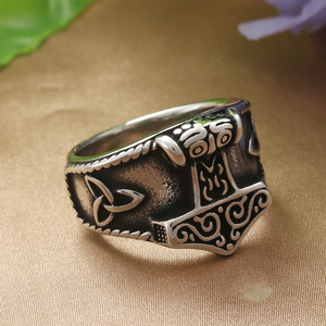 Anillo de martillo de Thor de yunnique para hombre, acero inoxidable, plata, estilo vikingo, joyería Punk, regalo 24003 - Product Image 3