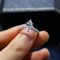 Bague de fiançailles et de mariage en diamant de laboratoire taille marquise, or blanc, or rose, or jaune, platine, 9K, 14K, 18K