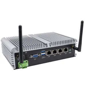 HVAEIPC Fanless Mini PC 4 LAN Intel Core i3 i5 i7 Desktop Computer Industrial IPC HTPC 6*COM RS232 RS485 WIFI All In One PC