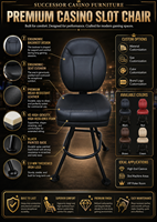 SUCCESSOR Chaise de casino noire, tabouret de bar pivotant à retour automatique, chaise de poker, prix direct usine