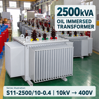 Transformateur de distribution triphasé immergé dans l'huile, puissance nominale 2500 KVA, 10/10,5/11 kV vers 400 V, 50/60 Hz, ONAN, cuivre/aluminium, personnalisable
