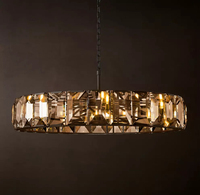 Lustre suspendu moderne de luxe pour salon, grande lampe d'art pour villa, design en cristal et laiton américain pour table à manger