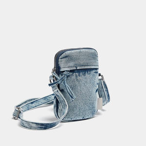 Man Custom Logo Vegan <strong>Shoulder</strong> Messenger Purse Mini Denim Crossbody Cell <strong>Phone</strong> <strong>Bag</strong> for Women - Product Image 4