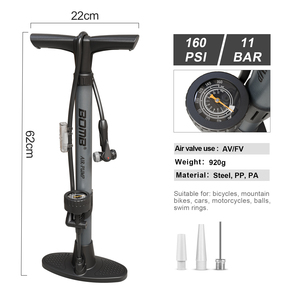 Pompe à vélo BOMB, pompe à air pour vélo, pompe à main avec manomètre, pompe à pied en acier 160 PSI, vente en gros OEM - Product Image 2