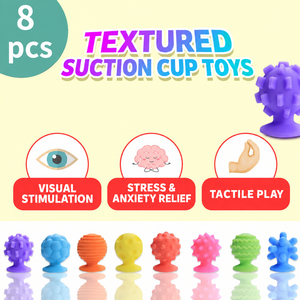 Eight Texture Silicone Sensory <b>Fidget</b> Toys Colorful Suction Cup Stress Relief <b>Set</b> with Dimpled Wavy and Bumpy Surfaces - Product Image 4