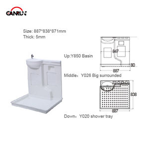 CANRUN Lavabo de salle de bain blanc en acrylique, lavabos muraux, égouttoir de <span class=keywords><strong>douche</strong></span>, accessoires pour <span class=keywords><strong>camping</strong></span>-<span class=keywords><strong>car</strong></span> et caravane - Product Image 6