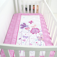 Parure de lit pour bébé, ensemble de literie en coton, Design Floral violet, dessin animé, pour berceau de bébé