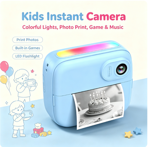 Câmera Instantânea para Crianças com Impressão Rápida, Lente Dupla CMOS, Tela IPS de 2.0", Luzes Coloridas, Jogos, Impressora Térmica Portátil, Bateria de 1300mAh - Product Image 1