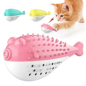 Oneko Huisdier Kauw Speelgoed Grappige Vis Vormige Piepende Tandenborstel Kitten Catnip Kauwen Duurzame Katten Spelen Speelgoed