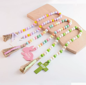 DAMAI Wholesale Easter Decor Wooden Bead Strands Strands Wreaths Rabbit Wooden Signs Supplies for Home Party Decoration - Product Image 1