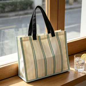 Eco-friendly <b>Canvas</b> <b>Tote</b> Bags Large Capacity Women Grocery Bags Stripe <b>Tote</b> <b>Canvas</b> Bag with Printed Logo - Product Image 5