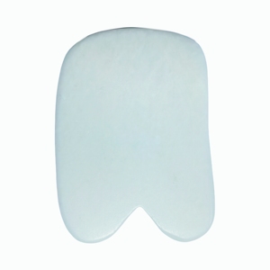Unique V-Cut Rectangle Gua Sha Stone Natural White Xiuyan Jade Facial Sculpting <b>Tool</b> with Smooth Edges - Product Image 4