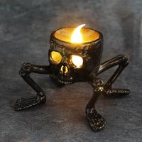 Lampe LED en résine en forme de main de squelette, crâne et araignée, lumineuse, décor de table effrayant pour Halloween, maison hantée et fête
