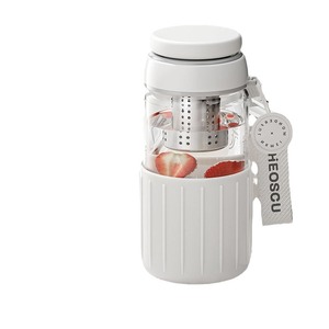 Tea Infuser Cup Glass Portable With Tea Strainer Screw Cap Matte Finish Solid Color For Women Personal Gift - Product Image 5