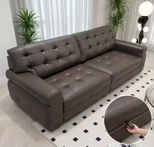 Ensemble de canapés en cuir fonctionnels et modernes, siège extra profond, canapé modulaire pour salon, style nordique, canapé inclinable capitonné pour home cinéma - Product Image 3