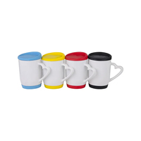 Vesub vente en gros sublimation noir 12oz tasses en céramique 360ml sublimation blancs tasse avec couvercle et base en silicone