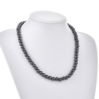 Collier unisexe fait main avec perles de hématite magnétique simples et chaîne en bambou, bijoux hip-hop transfrontaliers
