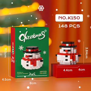 Ensemble de micro-blocs de Noël, Père Noël, bonhomme de neige, ornement d'arbre, 164 pièces, jouet éducatif pour enfants de 4 à 8 ans, unisexe, blocs de construction - Product Image 3