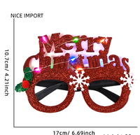 Lunettes LED de Noël vertes style sapin de Noël jaune pour enfants et adultes, décoration de fête, monture de lunettes de Noël