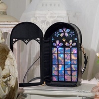Venta al por mayor de diseño personalizado PU cuero Navidad Ita bolsa con ventana transparente Pin Display insertar Color Ita bolsa