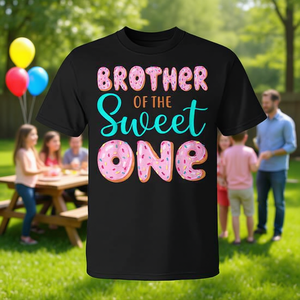 T-shirt Brother Of The Sweet One pour adulte, manches courtes, col rond, impression numérique, vêtements de fête pour réunion de famille - Product Image 3