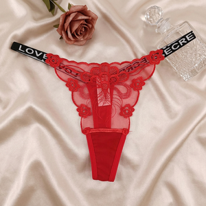Culottes sexy taille basse en dentelle brodée florale pour femmes, respirantes, séchage rapide, avec bandeau fin, lingerie et sous-vêtements en gros - Product Image 4