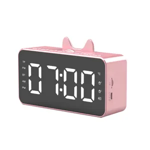 New design cute alarm clock wireless Q9 speaker public address portable waterproof mini touch light wireless speaker