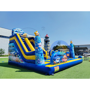 Parcours d'obstacles gonflable sur <span class=keywords><strong>le</strong></span> thème de l'océan, toboggan sec avec animaux marins pour les fêtes d'enfants et la location commerciale pour les carnavals - Product Image 2