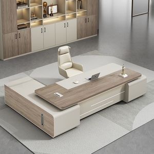 Muebles de oficina de diseño de lujo ligero E1 Mesa ejecutiva Ceo de madera Escritorio de oficina de diseño de alta calidad para edificio de oficinas - Product Image 5