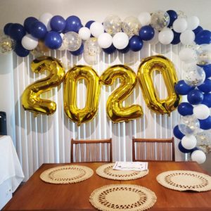 Ballons avec confettis en Latex, de couleur <span class=keywords><strong>bleu</strong></span> marine et or, 14 pièces, 12 pouces, métalliques chromés pour fête prénatale, fiançailles, remise de diplôme - Product Image 5