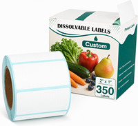 Étiquettes alimentaires hydrosolubles 2x1 pouce et 1x2 pouce, autocollants adhésifs dissolvables pour traiteur, buffet, conteneurs de cuisine - Fabricant