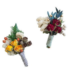 Broche de <span class=keywords><strong>flores</strong></span> para boda, hecho a mano ramillete, <span class=keywords><strong>flores</strong></span> secas decorativas conservadas, adorno para el pecho - Product Image 1