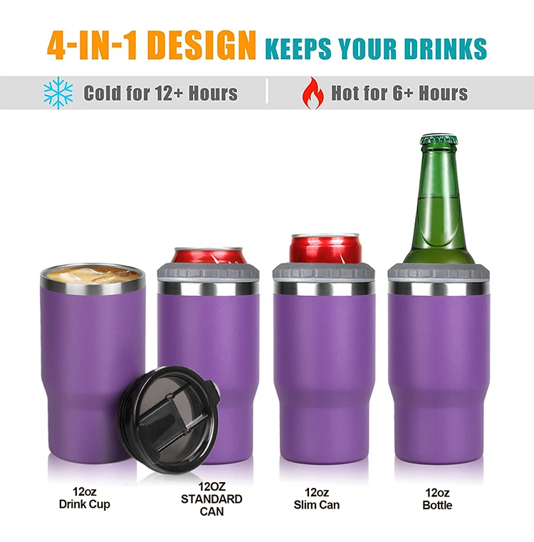 Factory Custom Logo Can Cooler Vacuum Triple  Insulated Skinny Can Cooler Glitter for 12 oz Slim Cans Insulator
