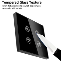 Interrupteur intelligent WiFi UBARO Tuya pour ventilateur et lumière, panneau tactile en verre trempé 86 mm, contrôle de la vitesse du ventilateur, compatible Alexa, Google Home, Smart Life