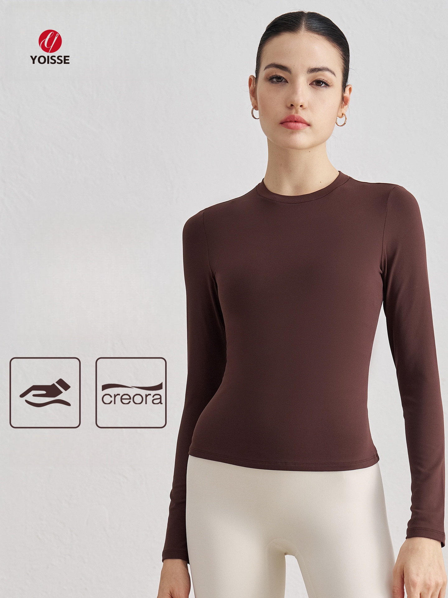 Autumn Crew Neck Fitness Yoga Top - Slim-Fitting, Figure-Flattering Base Layer Sports Long-Sleeve with Skin-Like Feel