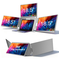 Extenseur d'écran triple 60Hz 2026 Nouveau - Moniteur portable 18,5 pouces à installation facile pour petites réunions/jeux, support réglable, 100% sRGB